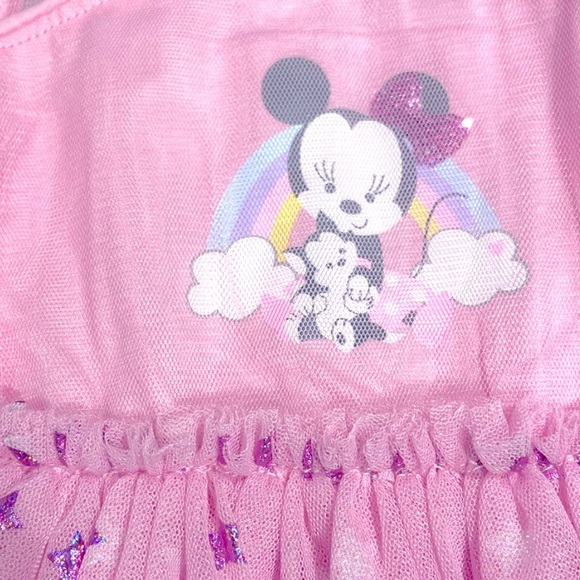 054 Disney 3-6 Month Girl Pink Minnie Mouse Tulle Dress - Picture 3 of 5